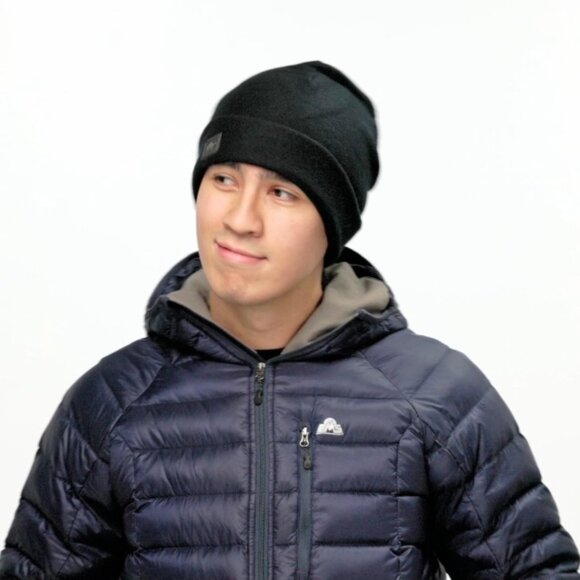 Heavyweight Fleece Beanie Double-Layer Warmth One Size Winter Hat